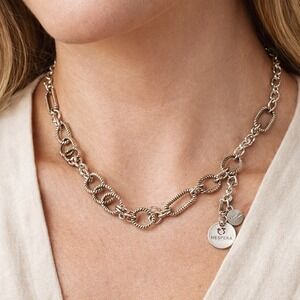 Hespera Necklace Silver 925 Sterling Silver Rope Oval Designer Link Minimalist